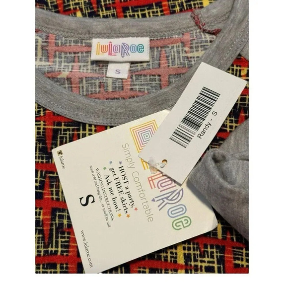 NEW LuLaRoe Randy Women's Small Geometric Print 3/4 Sleeve Raglan Multicolor NWT - Picture 4 of 7